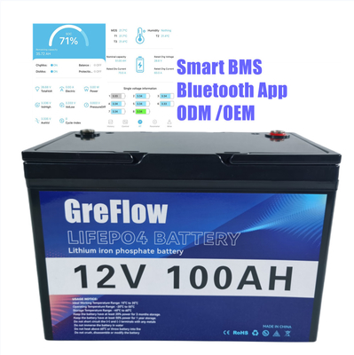 Longue durée de la batterie 12v 200ah Smart BMS de volt LiFePo4 du boîtier en plastique 12 d'ODM d'OEM